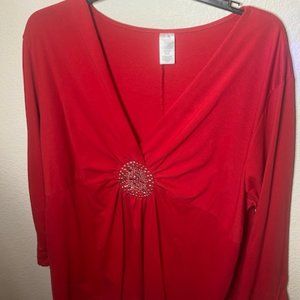 2X Red blouse with rhinestones